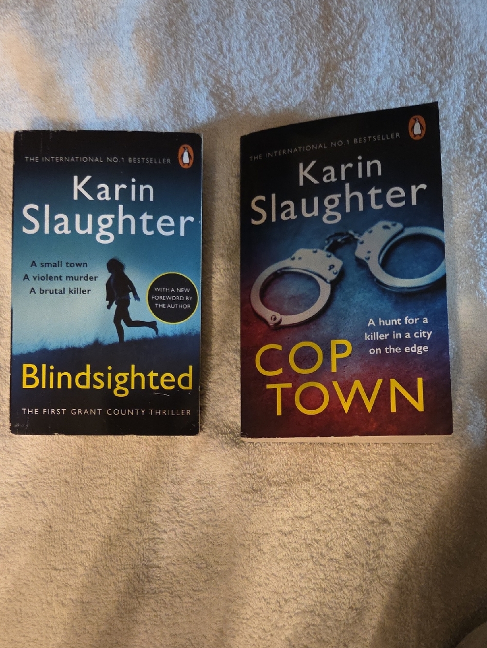 Original Penguin Blindsughted And Cop Town paperback book set By Karen Slaughter